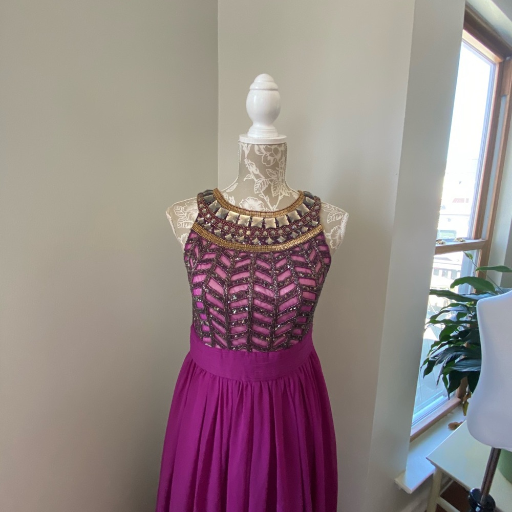 Js Collections Fuchsia Beaded Sleeveless Gown - image 3